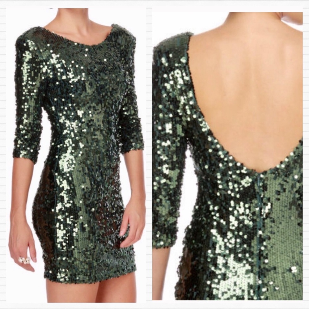 Green Sequin Mini Cocktail Dress